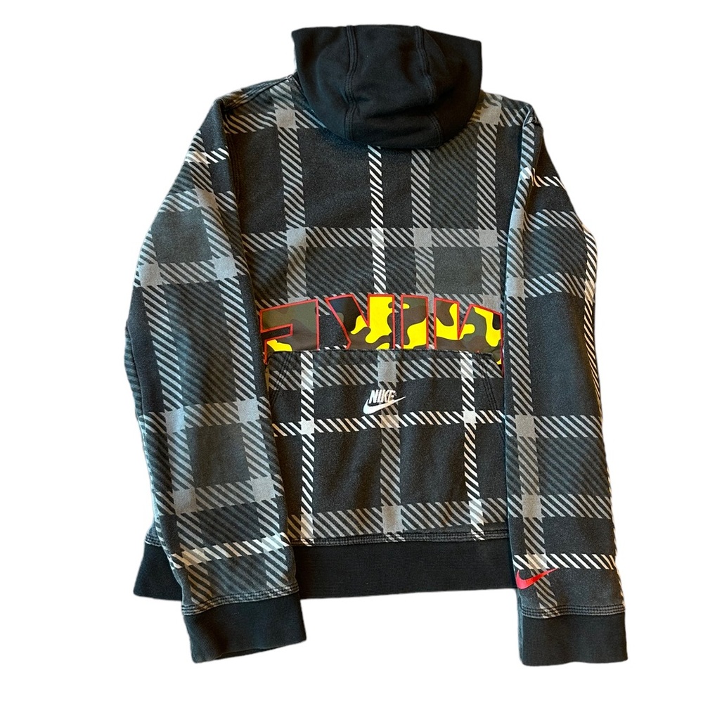 Nike Kids Black and Gray Striped Sweatshirt with Pocket Size Large